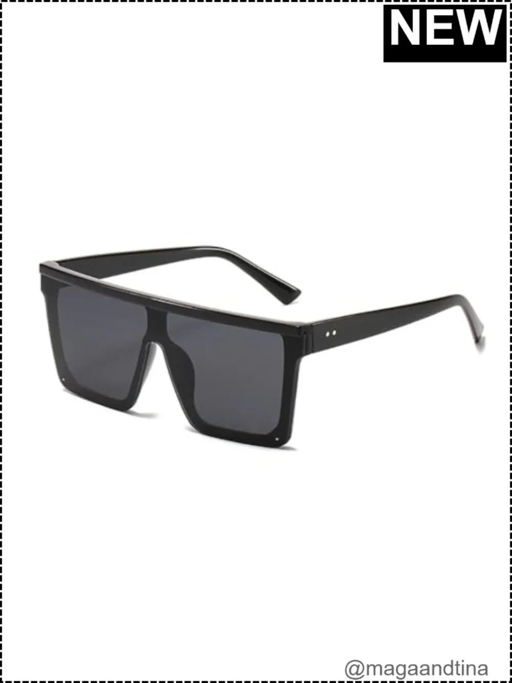 Oversized Square Sunglasses Trendy Flat Top Fashion Shades UV Protection Plastic